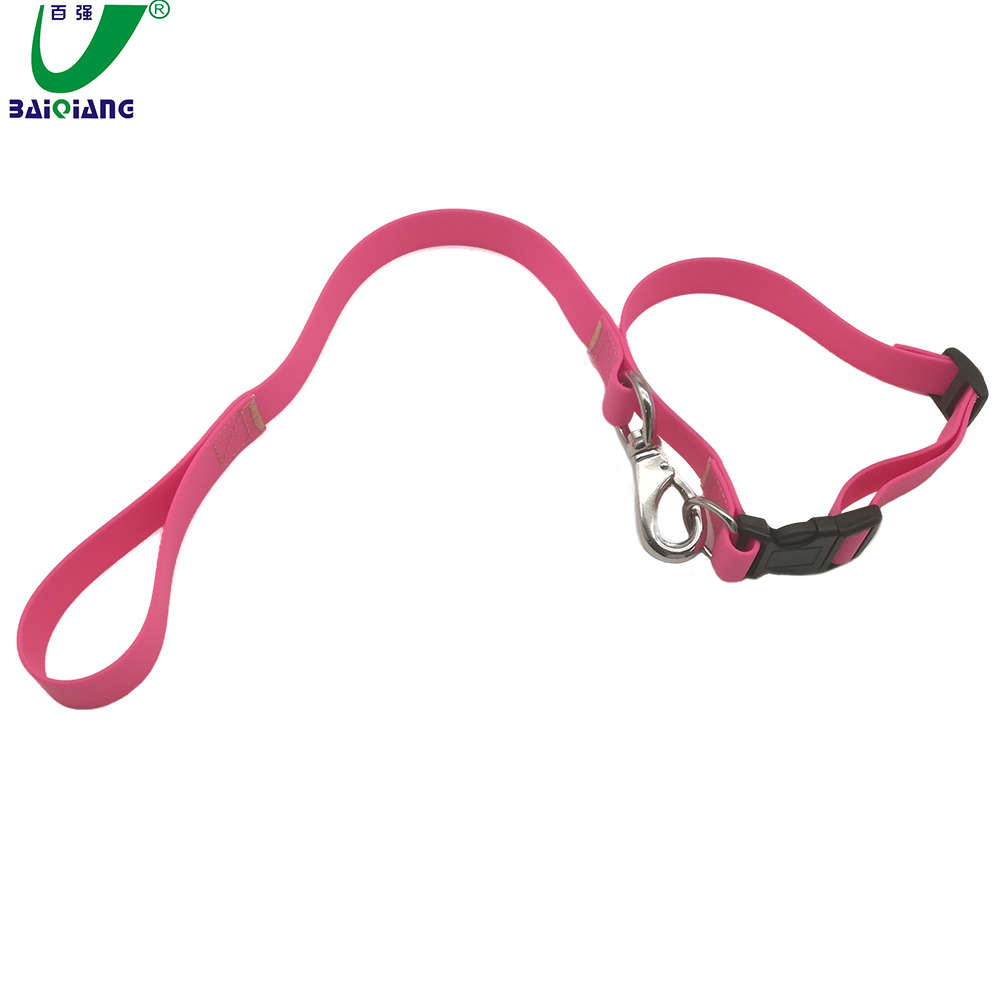Pink Woman PVC Nylon Dog Collar Pet Training Leash for Small & Medium