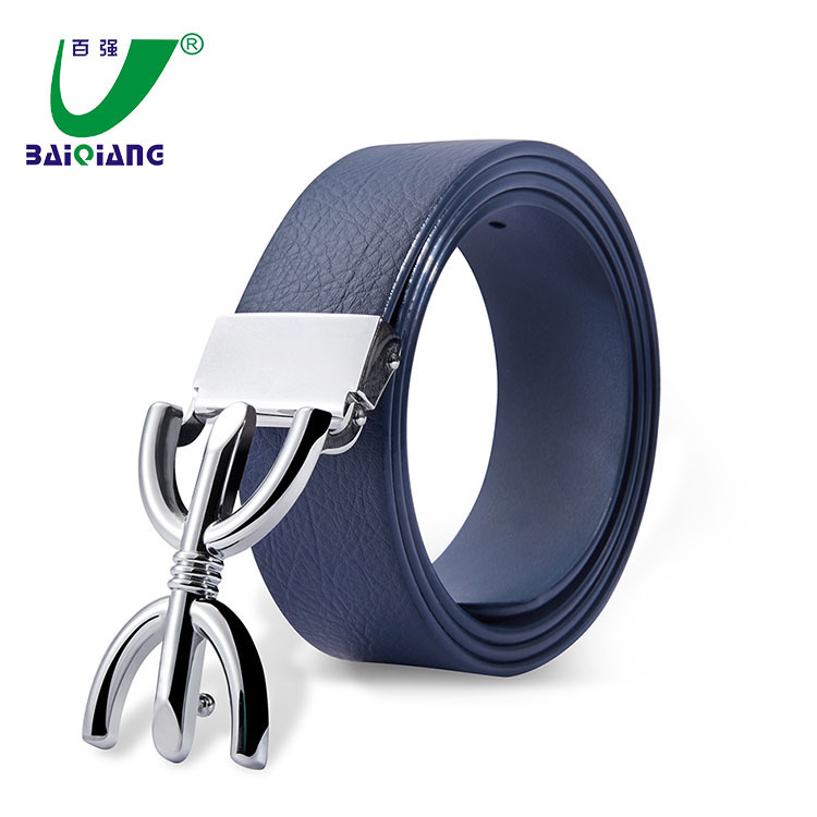 Wholesale Super Fantasy Mens and Women Leather Cool Blue Stretch Belt With Types of Belt Buckles