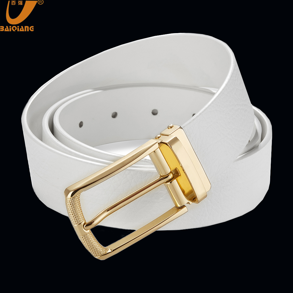 Fancy Adjustable Safety Belt Brand Name Waist Belt White Designer Belts for Men