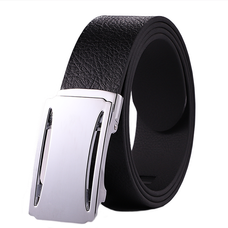 High Quality Black Custom Automatic Buckle Mens Leather Belt for Men